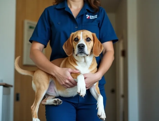 Technician respectfully transporting a deceased dog in Drysdale